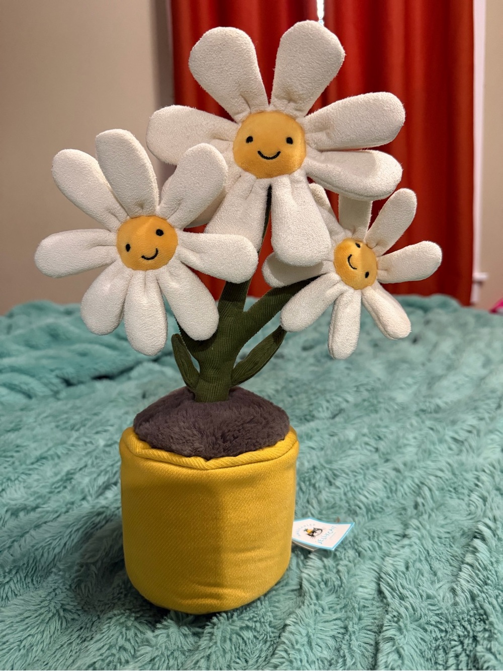 Jellycat Smiling Daisy Pot - White, Yellow & Green Plush Accent